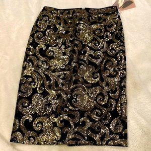 NWT Sequin midi skirt + two black tops - XS